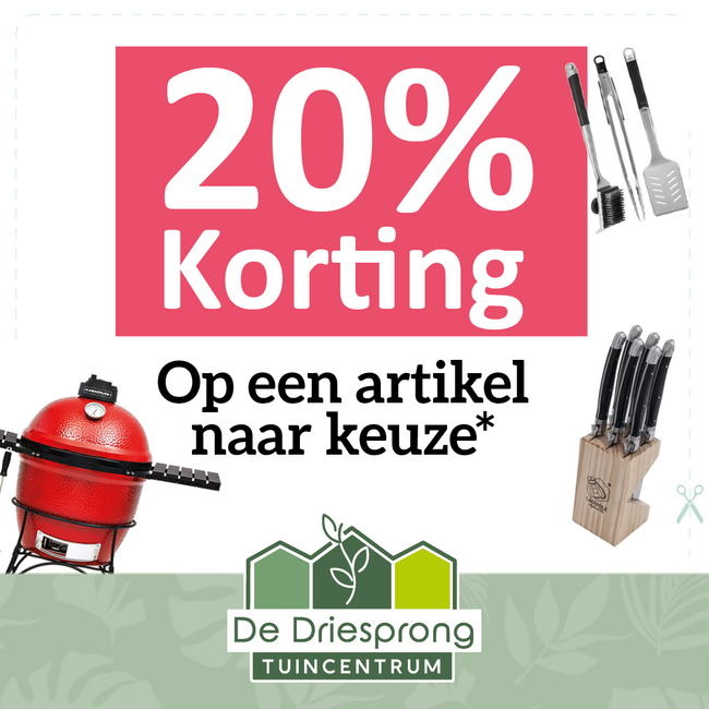 20% korting op een artikel naar keuze!