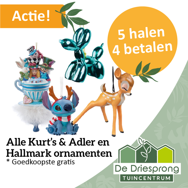 Alle Kurt’s & Adler en Hallmark ornamenten 5 halen 4 betalen!