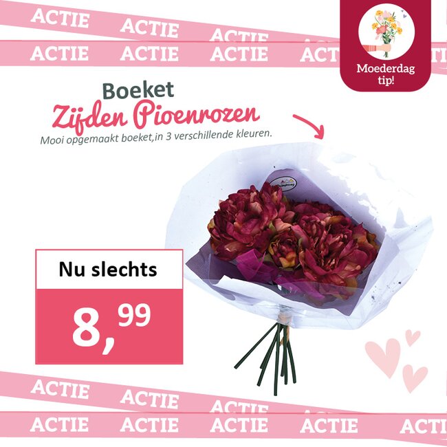 Boeket zijden Pioenrozen