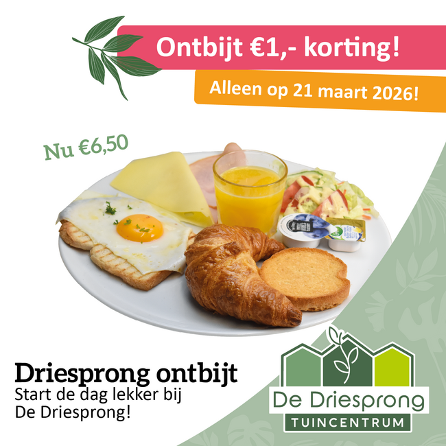 Driesprong ontbijt €1 korting!
