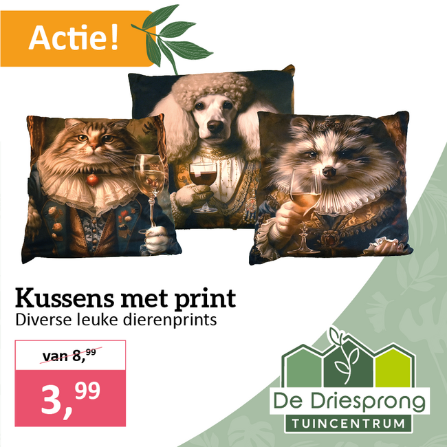 Kussens met print Diverse leuke dierenprints