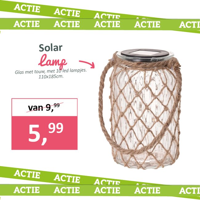 Solar Lamp glas met touw