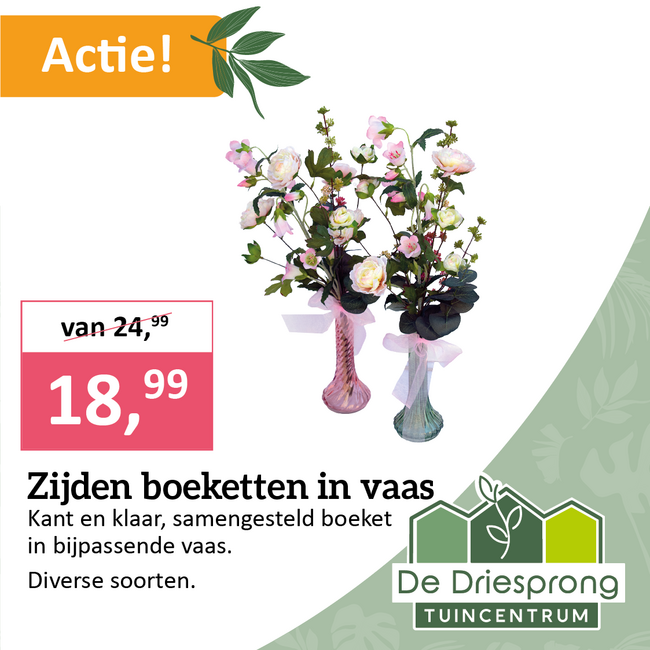Zijden boeketten in vaas